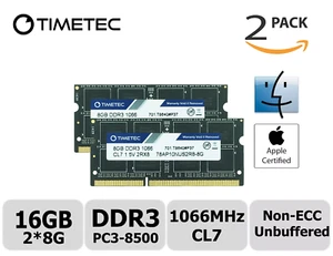 TIMETEC 16GB(2x8GB)PC3-8500 1066MHz DDR3 PC3-8500 RAM 2009 iMAC 2010 MACBOOK PRO - Zdjęcie 1 z 2