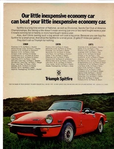 Rotes Triumph Spitfire Cabrio Auto 1972 Printanzeige British Leyland günstig - Bild 1 von 1