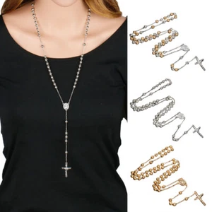 Womens Mens Stainless Steel Jesus Christ Crucifix Cross Pendant Chain Necklace ⇘ - Picture 1 of 22