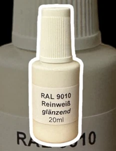 Lackstift RAL 9010 Reinweiß glänzend, 20ml + 4 Lacktupfer - Bild 1 von 2