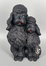 Vintage Inarco Japan Ceramic Black Poodles Sitting Blue Eyes Planter SOLD AS IS