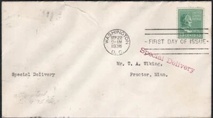 US Scott #818 "Millard Fillmore" addressed Special Delivery FDC (No cachet) - Picture 1 of 2