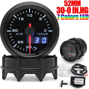 2" 52mm Universal Car Auto Vacuum Gauge -30~0 in.Hg Meter 7 Colors LED - Picture 1 of 16