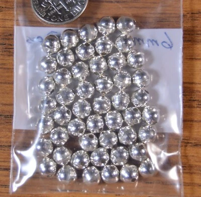 50 Sterling Silver 6mm Bench Made Beads with Raised Seam Lot of 50 beads - Image 1 of 4