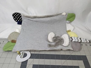 Demdaco Elephant Lovey Security Blanket Gray Stripe Stuffed Animal Toy - Picture 1 of 7