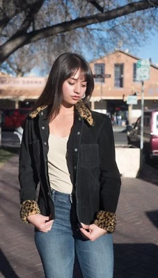 Jou Jou black womens leather jacket size Junior Med - Image 1 of 4