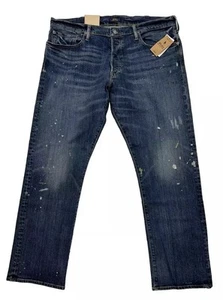 POLO RALPH LAUREN Varick Slim Straight Jeans Men’s 40x30 Blue Paint Splatter NWT - Picture 1 of 10