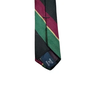 Corbata Polo Ralph Lauren Vintage Años 90 Verde Dorado Granate Madri Gras Seda EE. UU. De Colección - Imagen 1 de 6