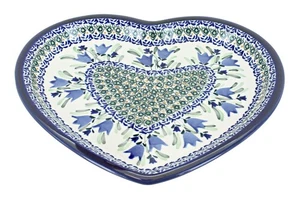 Plato corazón tulipán azul cerámica polaca rosa azul - Imagen 1 de 1