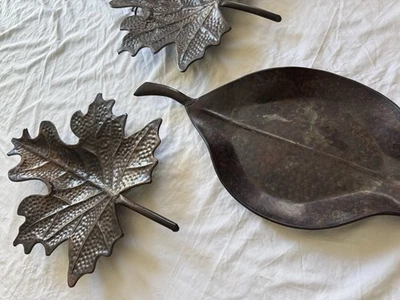 Bandejas de suporte de vela folha de carvalho folha de bordo joias frutas plantas conjunto de itens - Imagem 1 de 4