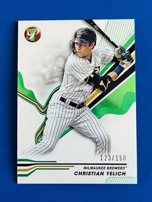 2024 Topps Pristine Christian Yelich Brewers Green Refractor Card #157; #d /150 - Image 1 of 2