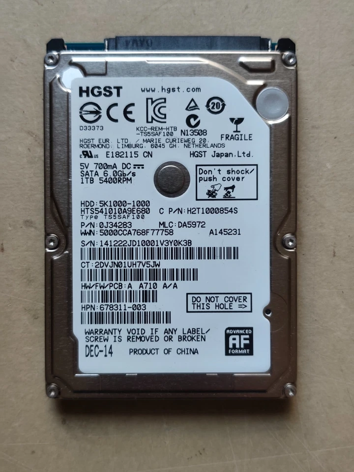 HGST HTS541010A9E680 1 TB 2,5" HDD Festplatte 5400rpm 8MB SATAIII - Bild 1 von 4