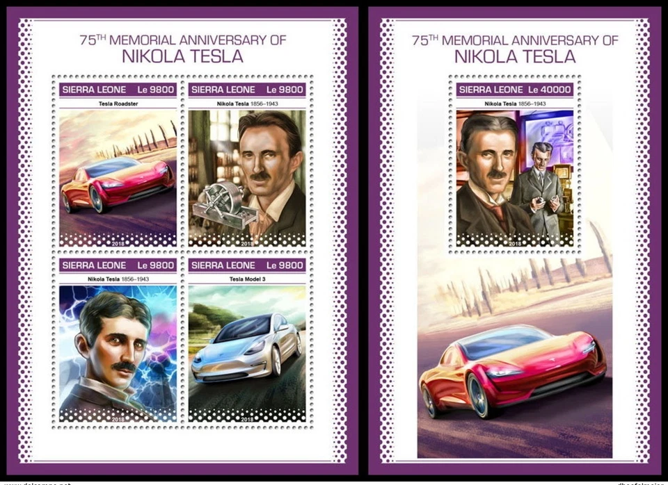 Nikola Tesla  / Scientists on stamps - Timbres - Sierra Leone 2018  MNH** SN. - Image 1 of 1