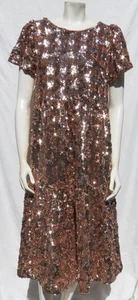 Neu $ 228 Maeve Anthropologie Damen S rosa Bernadette Pailletten Midi Partykleid - Bild 1 von 10