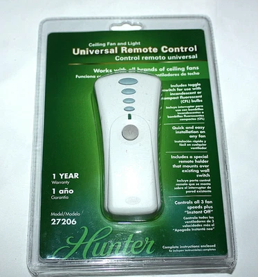 OEM Hunter Universal Ceiling Fan & Light Remote Control Model 27206 ~ NOS SEALED - Image 1 of 2