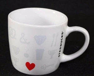 Starbucks Coffee Mug White Red Heart Short Espresso? 3" x 3" - Imagen 1 de 4