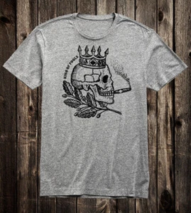 Retro Prison Tattoo Tee T shirt Vtg Art Skull Skull Crown King Of Fools - Picture 1 of 9