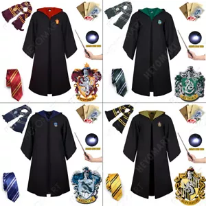 Harry Potter Kostüm Robe Kinder Umhang Krawatte Gryffindor Slytherin Hufflepuff - Bild 1 von 32