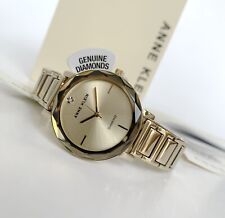 Anne Klein Watch * 3278CHGB Diamond Accent Faceted Crystal Gold Steel Strap