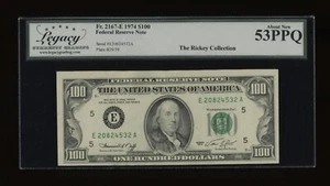 DBR 1974 $100 FRN Richmond Fr. 2167-E Legacy 53 PPQ Serial E20824532A - Picture 1 of 2