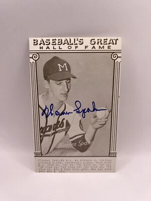 Warren Spahn Signed Baseball’s Great Hall Of Fame Exhibits Postcard Beckett Auto - Image 1 of 3