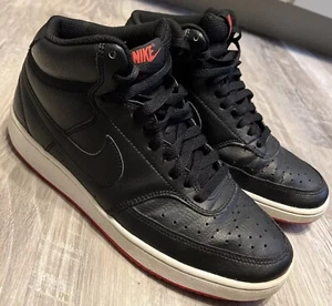 Nike Court Vision Mid US Mens Size 8 Black Leather Red White CD5466-005 - Picture 1 of 11