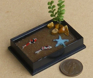 Dolls House Oblong Plastic Pond 2 Koi Carp & Blue Starfish 1:12 Scale tumdee - Picture 1 of 7