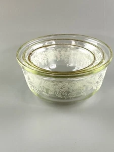 Vintage Nesting Bowls Frosted Grape & Leaves Gold Trim Bartlett Collins Set of 3 - Picture 1 of 12
