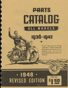 Indian Motorcycle ~ Parts Catalog 1936-1942 ~ Manual ~ Reprnt  - Picture 1 of 5