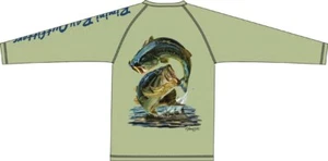 Bimini Bay LS HOOK'M Style Cabo Crew Fishing Shirt LARGEMOUTH BASS ... Size L LG - Picture 1 of 1