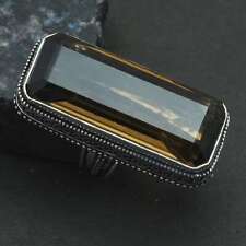 Smoky Quartz Gemstone Ethnic Antique Design Ring Jewelry US Size-6.25 AR-4274