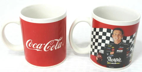 Lot of 2 Coca-Cola NASCAR Racing Mug and Coca-Cola Red and Black Coffee Mugs Cover