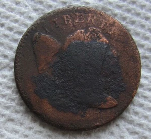 1795 PE 1C BN Liberty Cap Large Cent Rare Date Fine Detail Corroded Cleaned - Picture 1 of 3