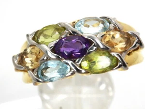 GOLDJUNGE69 * HARRY IVENS DAMEN RING (21) MULTI EDELSTEIN 925er SILBER/verg - Bild 1 von 4