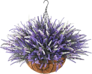 Artificial Plants Fake Flowers with Hanging Basket for Outdoor, 16 Bundles Faux - Picture 1 of 12