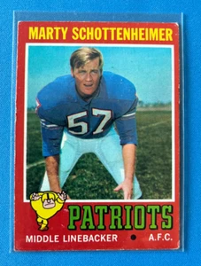 Tarjeta de novato Marty Schottenheimer Topps #3 1971 New England Patriots EX+ J33 - Imagen 1 de 2