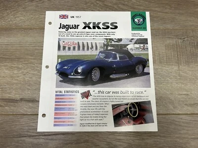 Folleto de carpeta Hot Cars Street Racers Jaguar XKSS #56 hoja de especificaciones Foto 1 de 4