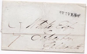 1837 CORNWALL WRAPPER St IVES-C POSTMARK TO WHITE A FALMOUTH SOLICITOR - Picture 1 of 1