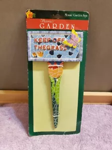 Victoria's Garden Mosaic Keep Off The Grass Yard Stake Butterfly Floral Flower - Picture 1 of 7