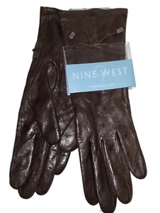 Nine West Women's Leather  Gloves, Brown, Tassel Front,  Size  Medium,Womens - Picture 1 of 2