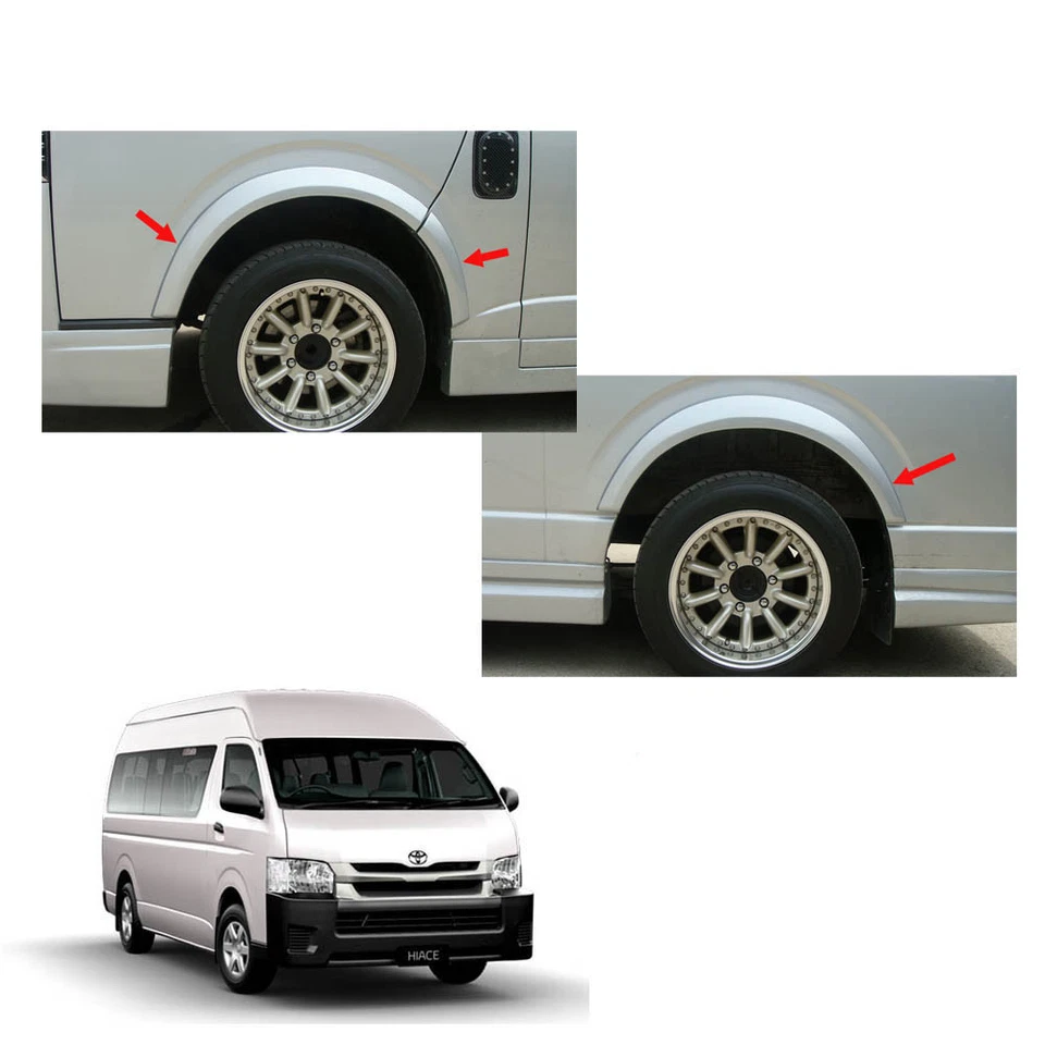 Fender Flares Silver Set Trim V2 6 Pc For Toyota Hiace Commuter 2005 2006 - 2017 Foto 1 de 4