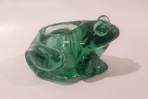 Vintage Indiana Glass Heavy Green Frog Candleholder Succulent Planter Decor - Picture 1 of 6