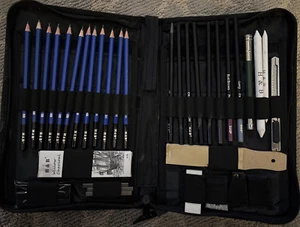 H & B 40 Piece Professional Sketch Pencil Drawing Set - Picture 1 of 5