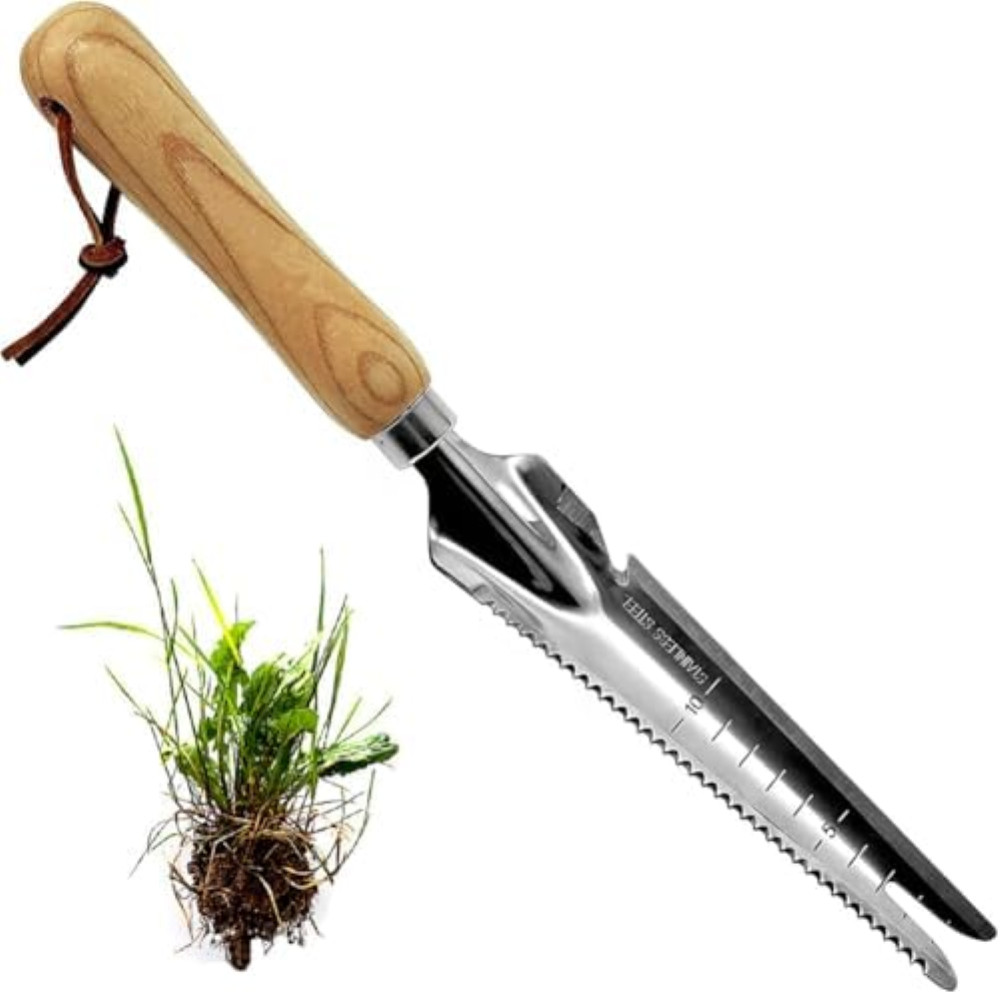 2 Estirpatori Manuali Per Erbacce - Acciaio Inox Con Manico Legno, Per Giardino E Orto - Foto 9