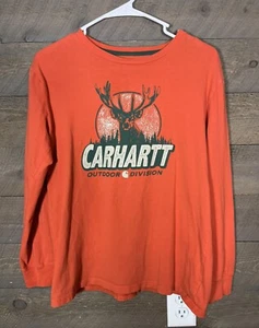 Carhartt Youth Long Sleeve Graphic Crew Neck T-Shirt Orange Size Large 14/16 - Picture 1 of 3