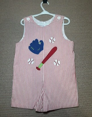 Mono Kelly’s Kids a rayas rojas y blancas tema de béisbol talla 4 jersey Foto 1 de 4