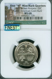 2019 W SAN ANTONIO PARKS LOGO QUARTER NGC MS68 MAC FINEST & SPOTLESS . - Picture 1 of 2
