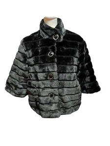 Cherokee Girl's XL 14/16 Faux Fur Coat Button Up with Red Lining - Picture 1 of 7