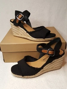 NEW Lucky Brand Womens Size 5.5M Black LK-Mindra Wedge Sandal Shoes FREE SHIP - Picture 1 of 7