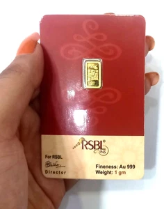 1 Grams 24Kt 999 Purity REAL Gold Rectangle Bullion Bar Seal Pack RSBL Certified - Picture 1 of 14